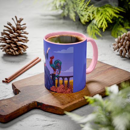 The Dawn Serenade Colorful Mug (11oz, 15oz) – Rooster Beauty, Morning Charm & Art Deco Elegance
