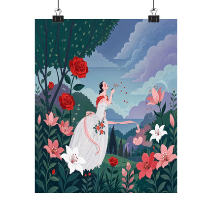 🌹💌 The Lady Of The Whispering Roses Matte Vertical Poster – Art Deco Garden Romance
