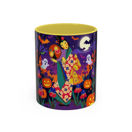 🌙🎃 The Moonlit Garden Masquerade Colorful Mug – Floral Halloween Charm