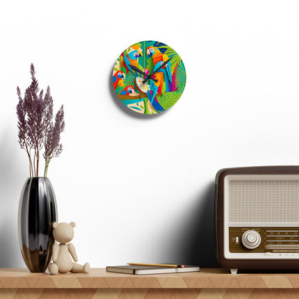 Colorful Macaws Acrylic Wall Clock, Round and Square