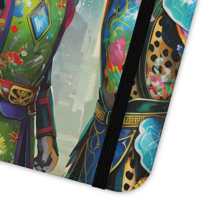 🐆🦜 Cybernetic Duets Flip Case – Neon Elegance & Digital Harmony