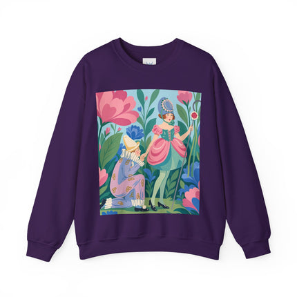 🌸🎭 The Garden Masquerade Crewneck Sweatshirt – Art Deco Floral Whimsy