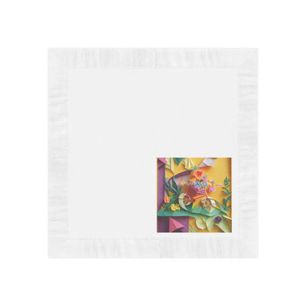 Origami Bicycle White Coined Napkins