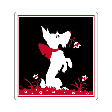 The Enchanting White Terrier with a Red Bow Kiss-Cut Stickers (4 Sizes)