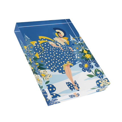 💙🌼 The Bluebell Christmas Promenade Acrylic Art Block – Art Deco Holiday Fantasy