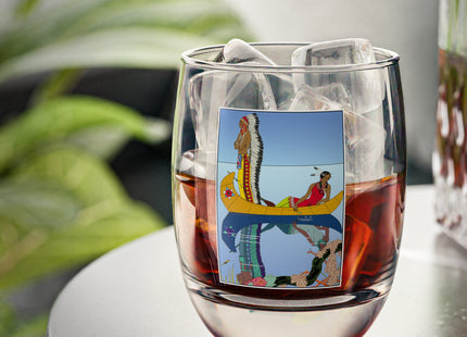 Le long du Missouri (Indian couple on the Missouri River) by George Barbier Whiskey Glass