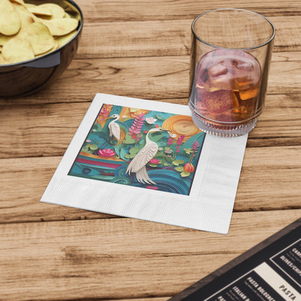 Elegant Egret Oasis White Coined Napkins