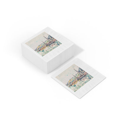 Concarneau by Paul Signac White Coined Napkins