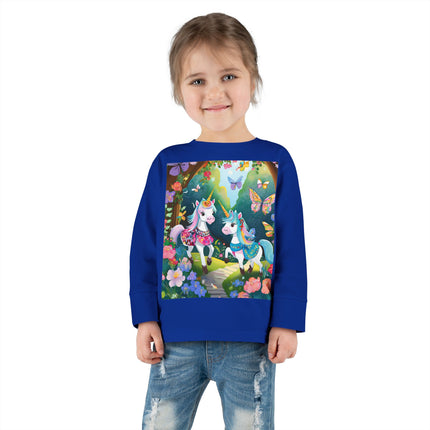 Baby Unicorns and Fluttering Butterflies Toddler Long Sleeve Tee