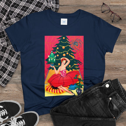 Art Deco Christmas Enchantment Women's Midweight Cotton Tee