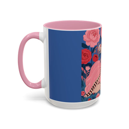 The Lady And The Scarlet Macaw Colorful Mugs – Art Deco Floral Elegance
