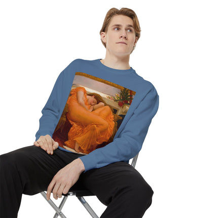Flaming June by Frederic Leighton Unisex Garment-Dyed Sweatshirt