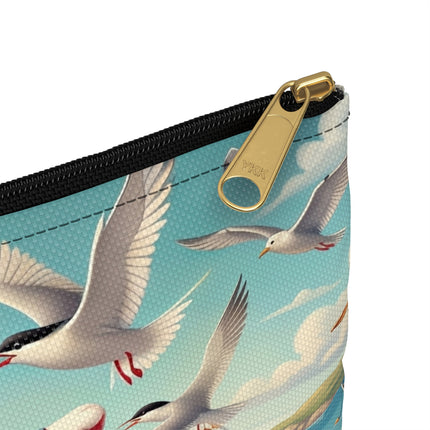 Geisha Kitten by the Seaside Accessory Pouch – Coastal Whimsy & Serene Grace
