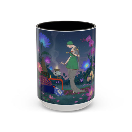 Moonlit Incense Ceremony Colorful Mugs – Art Deco Meditation Garden