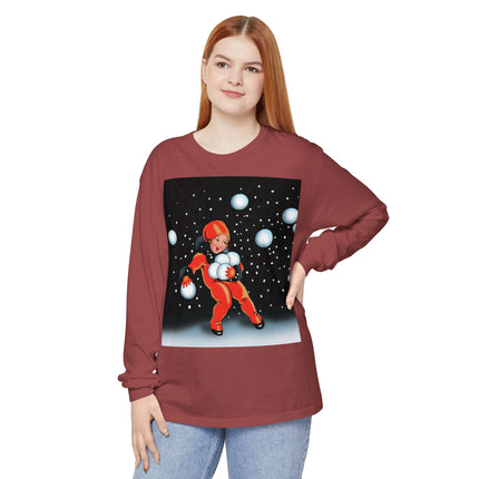 Festive Snowball Unisex Garment-dyed Long Sleeve T-Shirt
