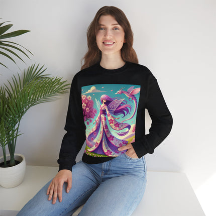 Petals in the Wind: The Kimono Fairy and the Sky Dragon Heavy Blend™ Crewneck Sweatshirt