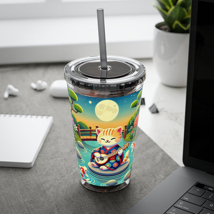 Melodic Kitten by the Koi Pond Sunsplash Tumbler with Straw, 16oz