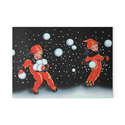 A Festive Snowball Glass Cutting Board