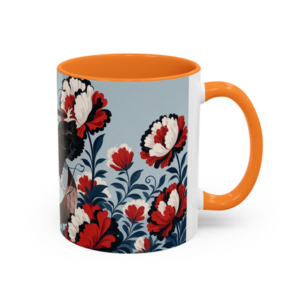 ❤️🌺 The Scarlet Blossom Dancer Colorful Mug – Art Deco Fashion Whimsy