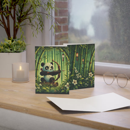 🐼🏹 The Bamboo Forest Archer Greeting Card – Whimsical Animal Adventure