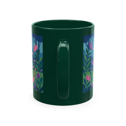 🌸☂️ The Lady Of The Enchanted Garden Stroll Ceramic Mug – Art Deco Floral Whimsy