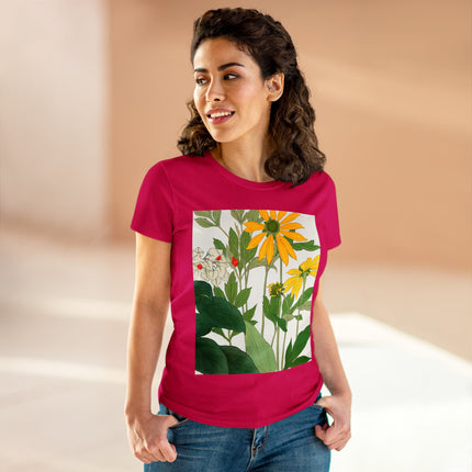 Clerodendrum & Rudbeckia Flower by Tanigami Kônan Women's Midweight Cotton Tee