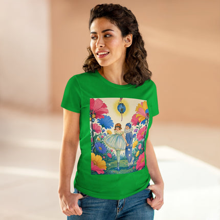 🌸🏮 The Lantern Garden Stroll Cotton Tee – Art Deco Floral Whimsy