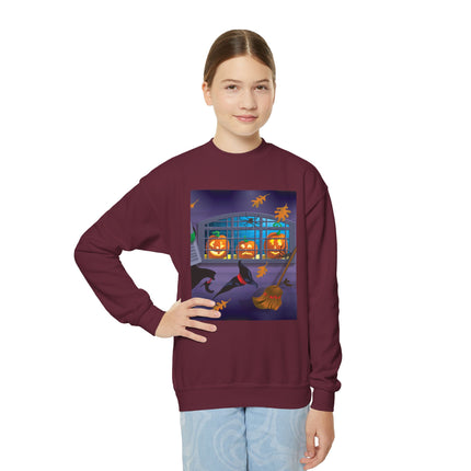 Whimsical Halloween Mischief Youth Crewneck Sweatshirt