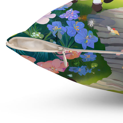 Baby Unicorns and Fluttering Butterflies Spun Polyester Square Pillow