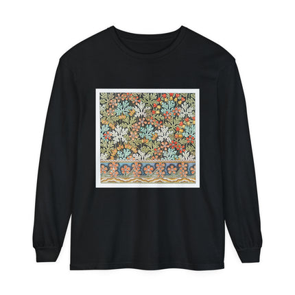 Art Nouveau Geranium Flower Garment-dyed Long Sleeve T-Shirt