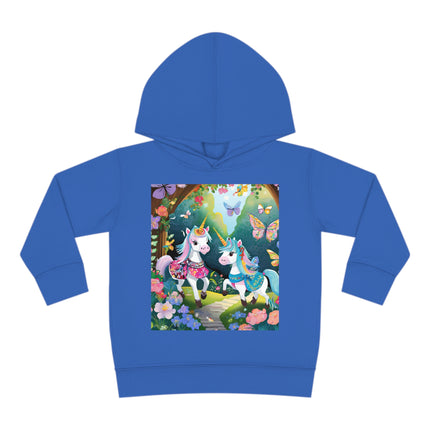 Baby Unicorns and Fluttering Butterflies Toddler Pullover Fleece Hoodie