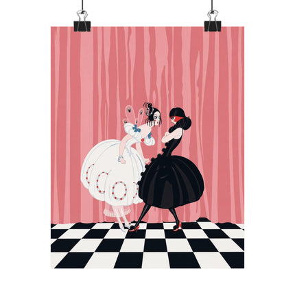 🎭🖤 The Ladies Of The Midnight Masquerade Matte Vertical Poster – Art Deco Fashion Illustration