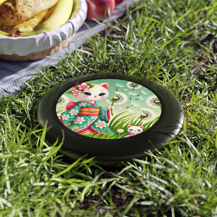 Geisha Kitten and the Dandelion Wish Wham-O Frisbee – Gentle Wishes & Whispering Winds