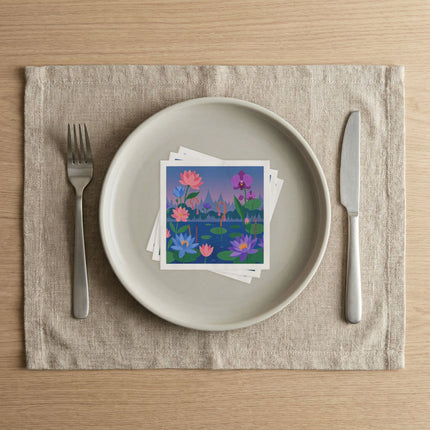 🪷🌸 The Enchanted Lotus And Orchid Garden Napkins – Whimsical Oriental Floral Elegance