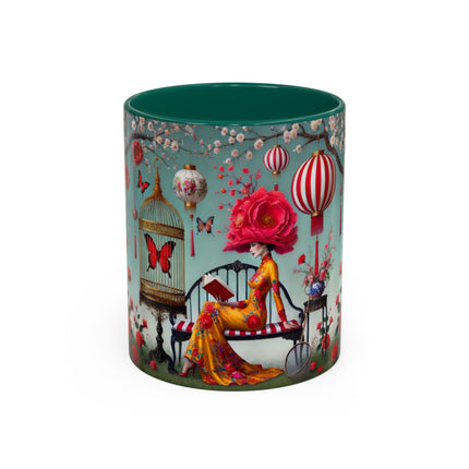 Reading in a Painted Garden Colorful Mugs (11oz, 15oz)