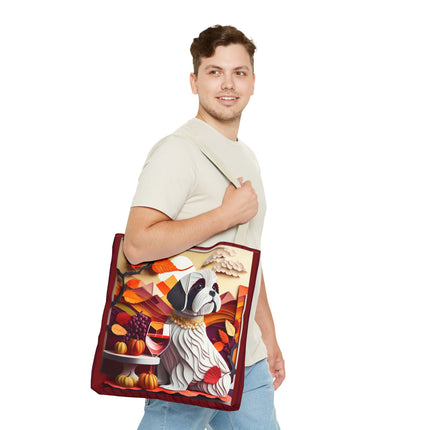 Shih Tzu at an Autumn Wine Tasting Tote Bag (AOP)