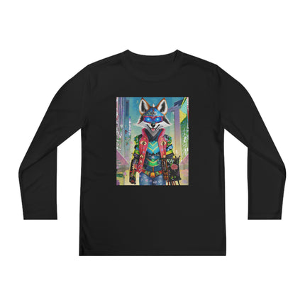 Cyber Hyena Youth Long Sleeve Competitor Tee – Neon Mischief & Futuristic Style