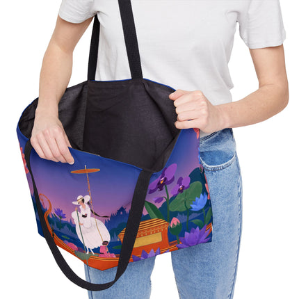 🪷🛶 The Lady Of The Lotus Lake Weekender Tote Bag – Art Deco Garden Voyage
