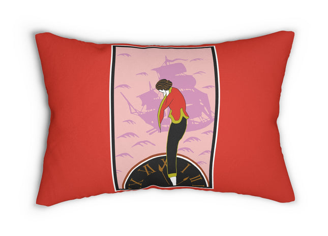 Woman Waiting for her Beloved at 1:59 by Kobayashi Kaichi Spun Polyester Lumbar Pillow