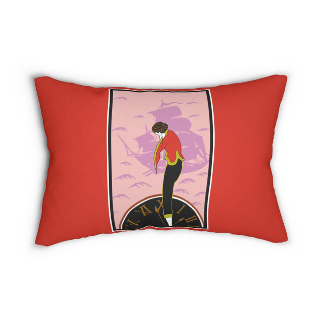 Woman Waiting for her Beloved at 1:59 by Kobayashi Kaichi Spun Polyester Lumbar Pillow