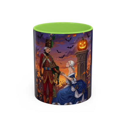 🎃💙 The Pumpkin Lantern Courtship Colorful Mug – Romantic Halloween Elegance