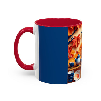 Blue Jay at an Autumn Tea Ceremony Colorful Mugs (11oz, 15oz)