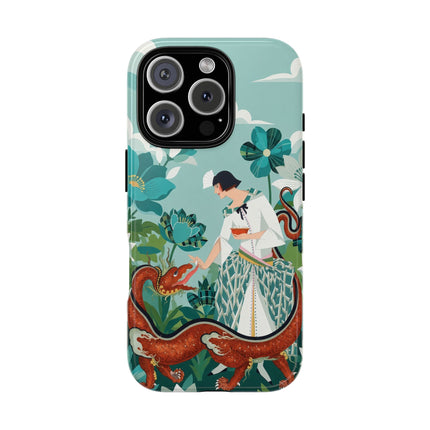 🐉🌿 The Dragon Keeper Phone Case – Art Deco Floral Fantasy