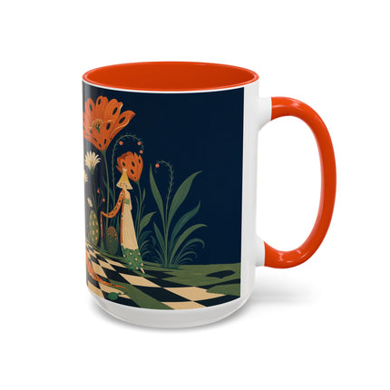 🌼🧡 The Midnight Floral Masquerade Colorful Mug – Art Deco Fashion Fantasy
