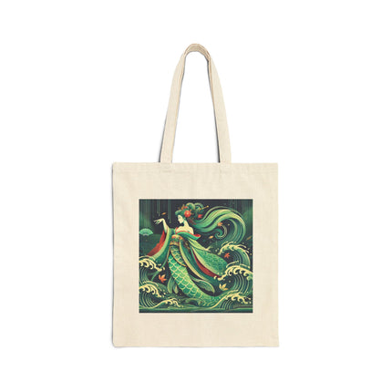 Mermaid Queen Rising from the Deep Cotton Canvas Tote Bag