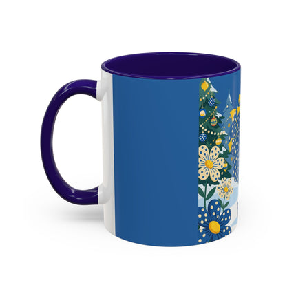 💙🌼 The Bluebell Christmas Promenade Colorful Mug – Art Deco Holiday Fantasy
