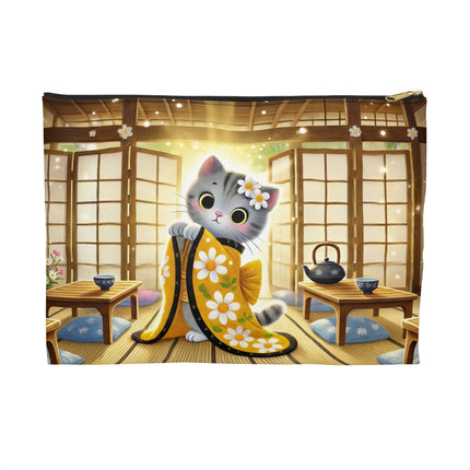 Playful Kitten in the Tea Room Accessory Pouch – Curious Charm & Cozy Whimsy