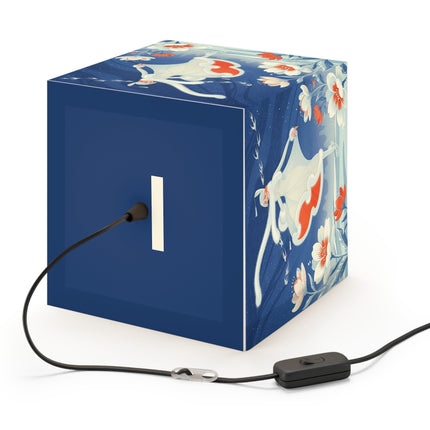 ❄️⛸️ The Winter Skater’s Flight Light Cube Lamp – Art Deco Floral Fantasy
