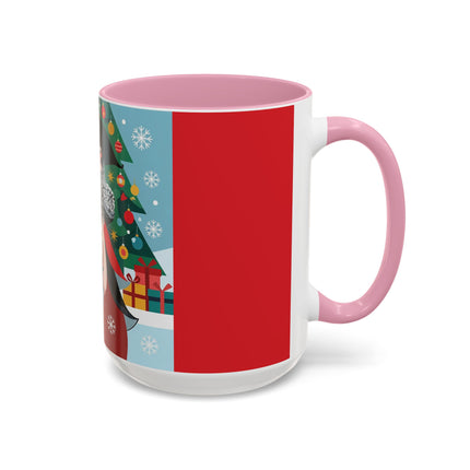 ❤️ The Lady Of The Crimson Scarf Colorful Mug – Art Deco Christmas Elegance