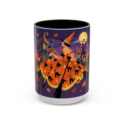 🐈‍⬛🎃 The Black Cat Witch Of Pumpkin Manor Colorful Mug – Whimsical Halloween Charm